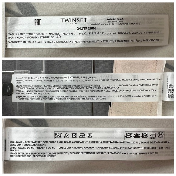 TWINSET Milano Palazzo Womens US4 IT40 Pants Cream Black Floral Print Wide Leg - Picture 12 of 16